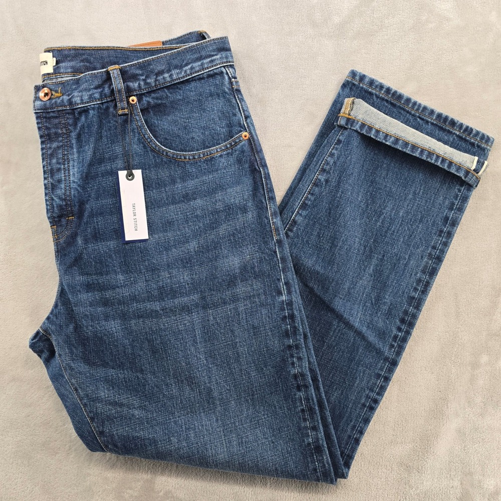 Taylor Stitch Democratic Jean Mens 38x32 Mid Wash Selvedge Denim